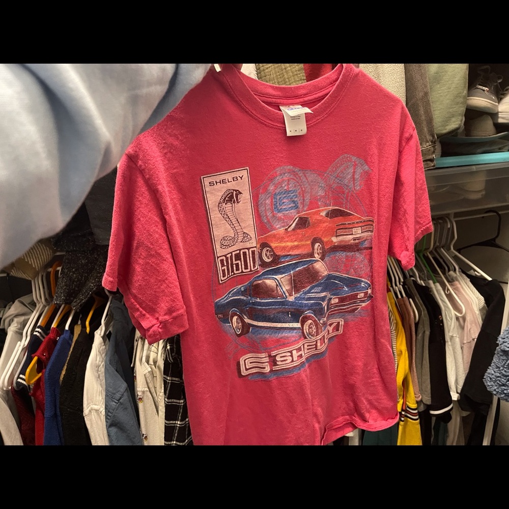 Hot Pink Small Men’s Shelby Retro Vintage Car T Shirt
